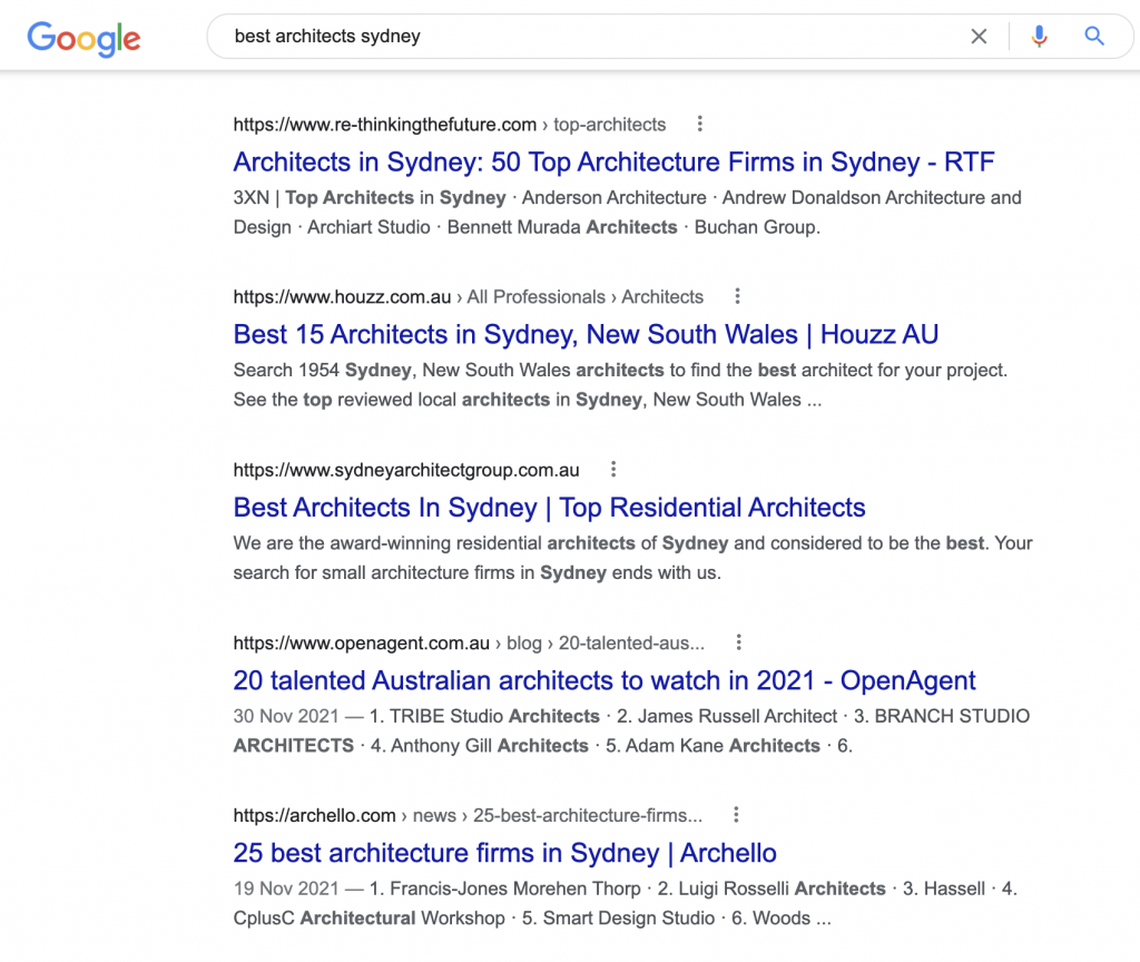 SEO Keywords For Architects