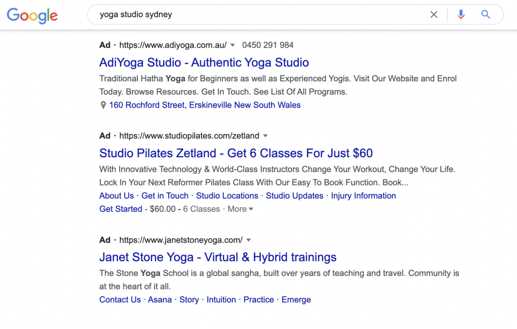 Google Ads Gyms